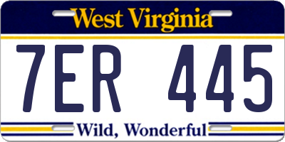 WV license plate 7ER445