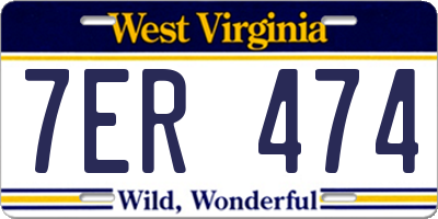 WV license plate 7ER474