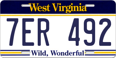WV license plate 7ER492