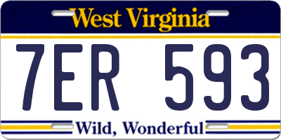 WV license plate 7ER593