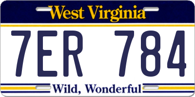 WV license plate 7ER784