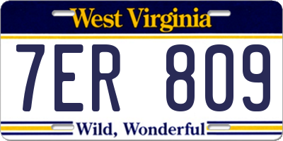 WV license plate 7ER809