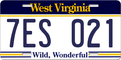WV license plate 7ES021