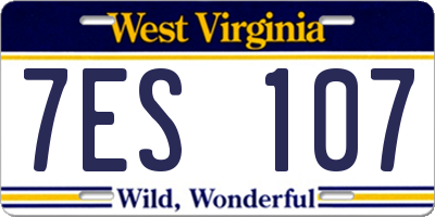 WV license plate 7ES107