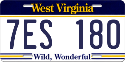 WV license plate 7ES180