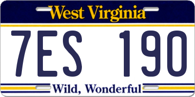 WV license plate 7ES190