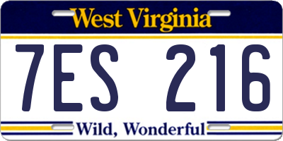 WV license plate 7ES216