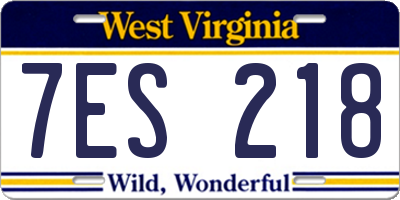 WV license plate 7ES218