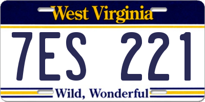 WV license plate 7ES221