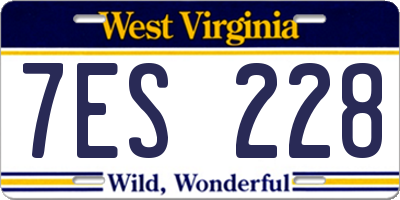 WV license plate 7ES228