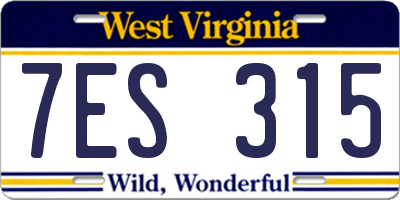 WV license plate 7ES315