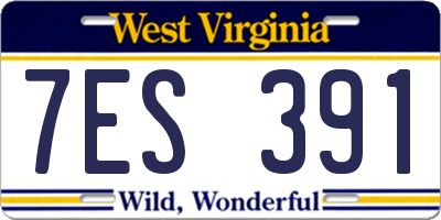 WV license plate 7ES391