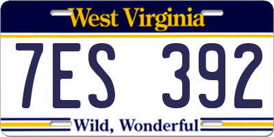 WV license plate 7ES392