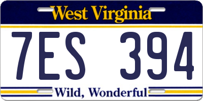 WV license plate 7ES394
