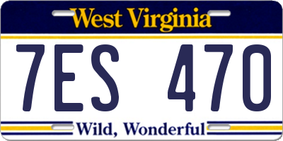 WV license plate 7ES470