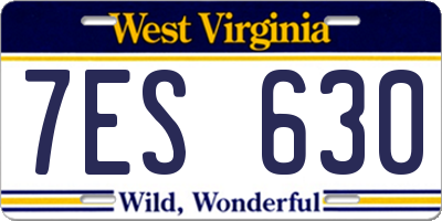 WV license plate 7ES630