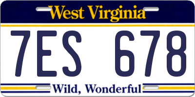 WV license plate 7ES678