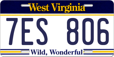 WV license plate 7ES806