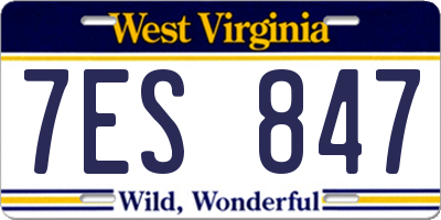WV license plate 7ES847