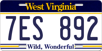 WV license plate 7ES892