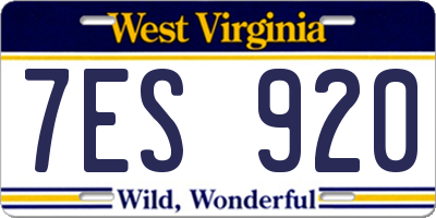 WV license plate 7ES920