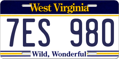 WV license plate 7ES980