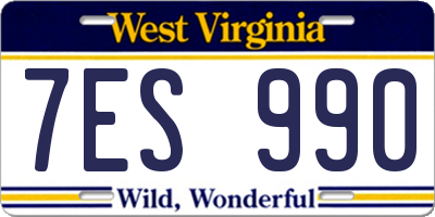 WV license plate 7ES990
