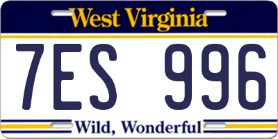 WV license plate 7ES996
