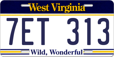 WV license plate 7ET313