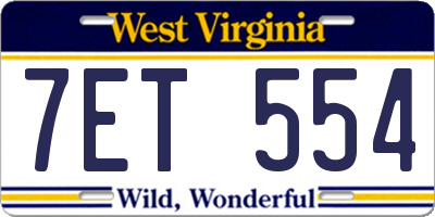 WV license plate 7ET554