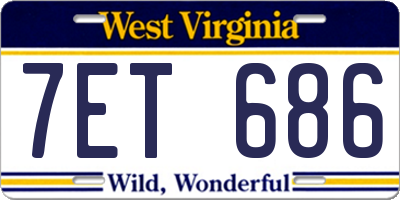 WV license plate 7ET686