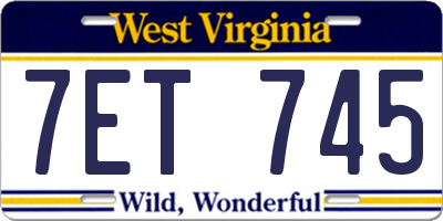 WV license plate 7ET745