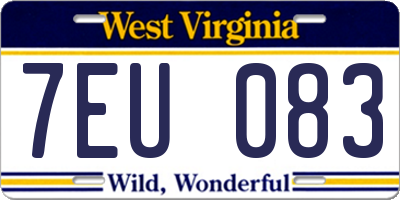 WV license plate 7EU083