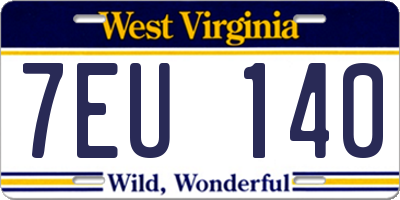 WV license plate 7EU140