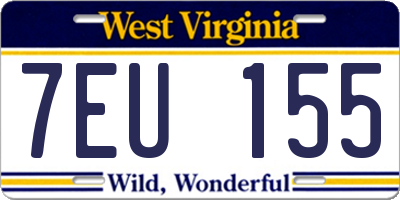 WV license plate 7EU155