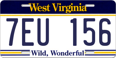 WV license plate 7EU156