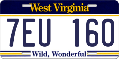 WV license plate 7EU160