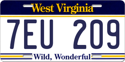 WV license plate 7EU209