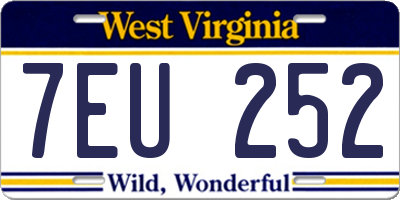 WV license plate 7EU252