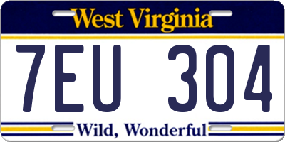 WV license plate 7EU304