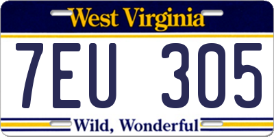 WV license plate 7EU305