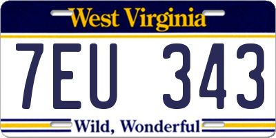 WV license plate 7EU343