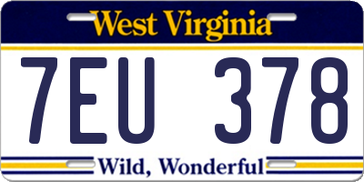 WV license plate 7EU378