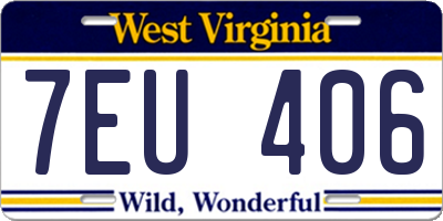 WV license plate 7EU406