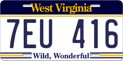 WV license plate 7EU416