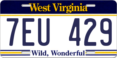 WV license plate 7EU429