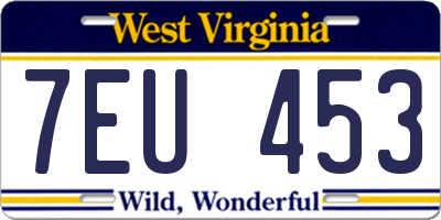 WV license plate 7EU453