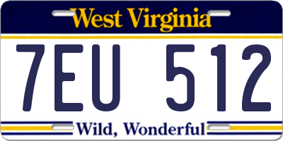WV license plate 7EU512