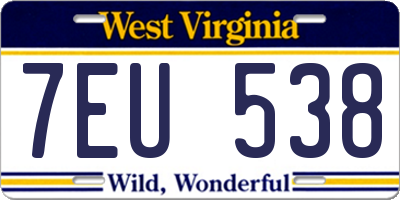 WV license plate 7EU538