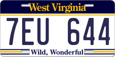 WV license plate 7EU644